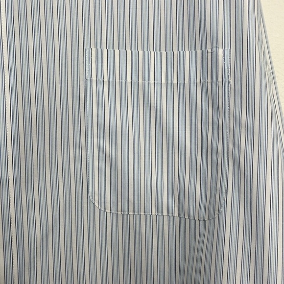 Pronto Uomo Blue Striped Non-Iron Button Up Dress Shirt Men's Sz 16 1/2 / 34 -35 - Picture 3 of 4
